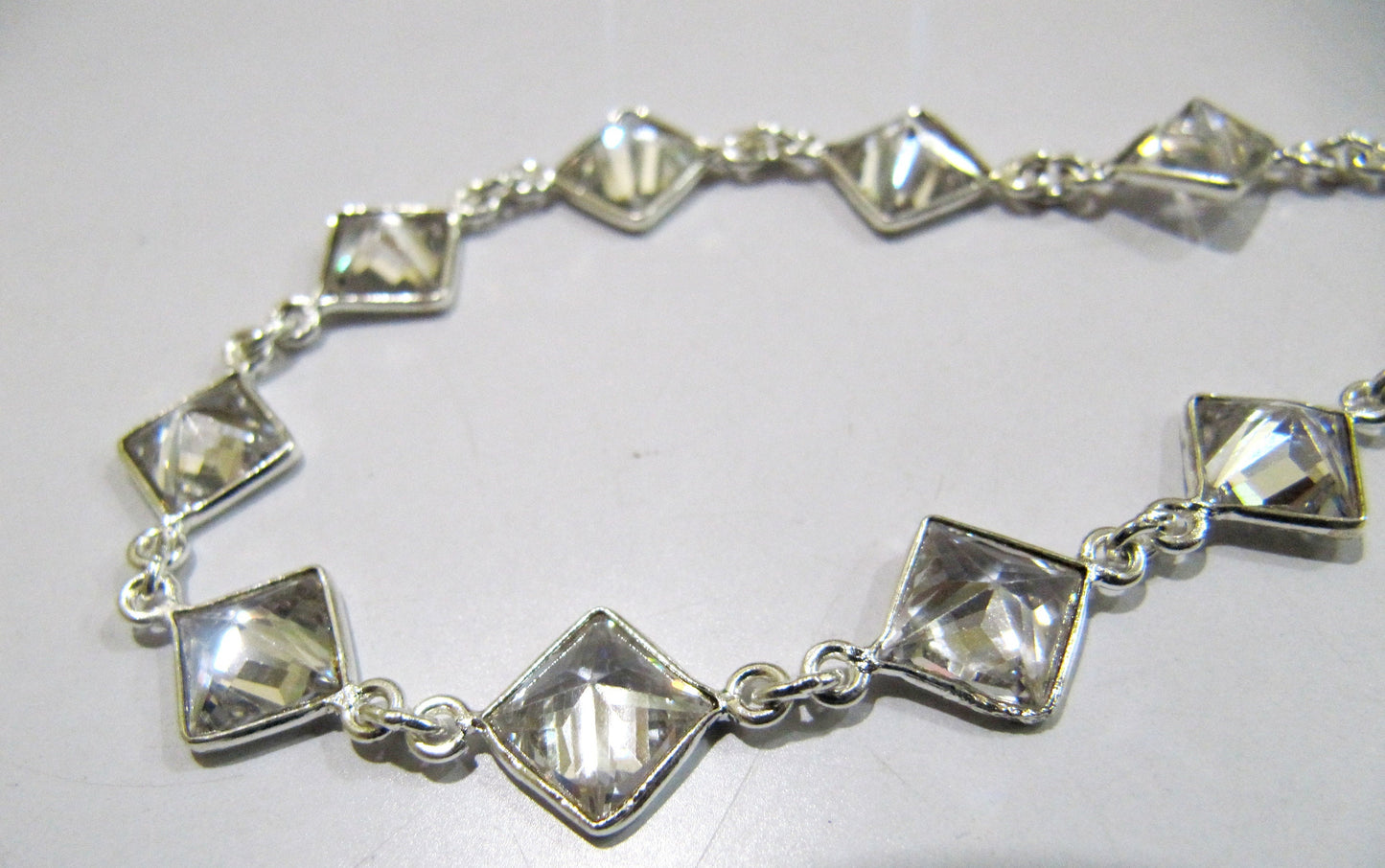 AAA Cubic Zirconia Briolette Square Shape 8mm  Bezel Connector Chain Top Quality Wholesale Price Jewelry making chain sold per foot