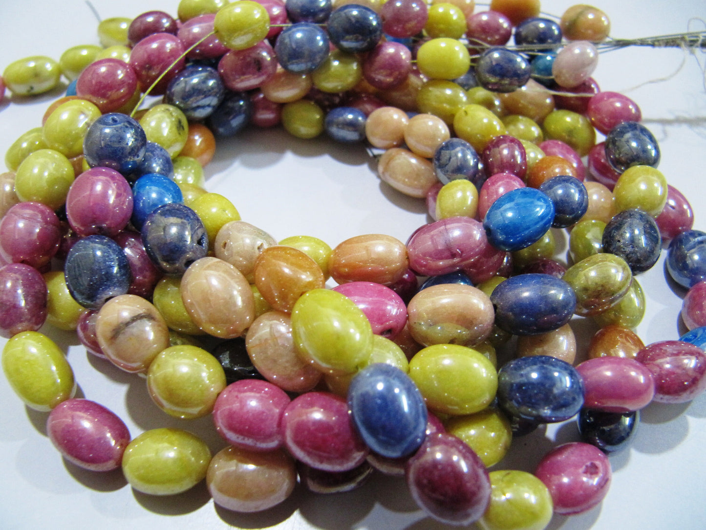 Mystic Coated Multi Color Dyed Quartz Oval Plain Smooth Beads 8 to 10mm Strand 8inch long Beads Wholesale prices jewelry making Quartz Beads