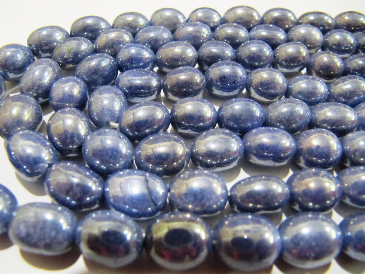Blue Sapphire Dyed Quartz Oval Plain Smooth Beads 8 to 10mm Strand 8inch long Beads Wholesale price jewelry making Quartz Bead