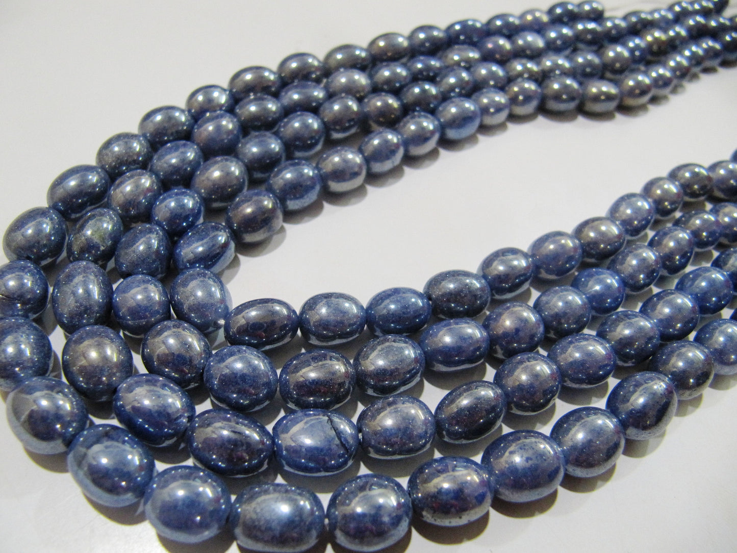 Blue Sapphire Dyed Quartz Oval Plain Smooth Beads 8 to 10mm Strand 8inch long Beads Wholesale price jewelry making Quartz Bead