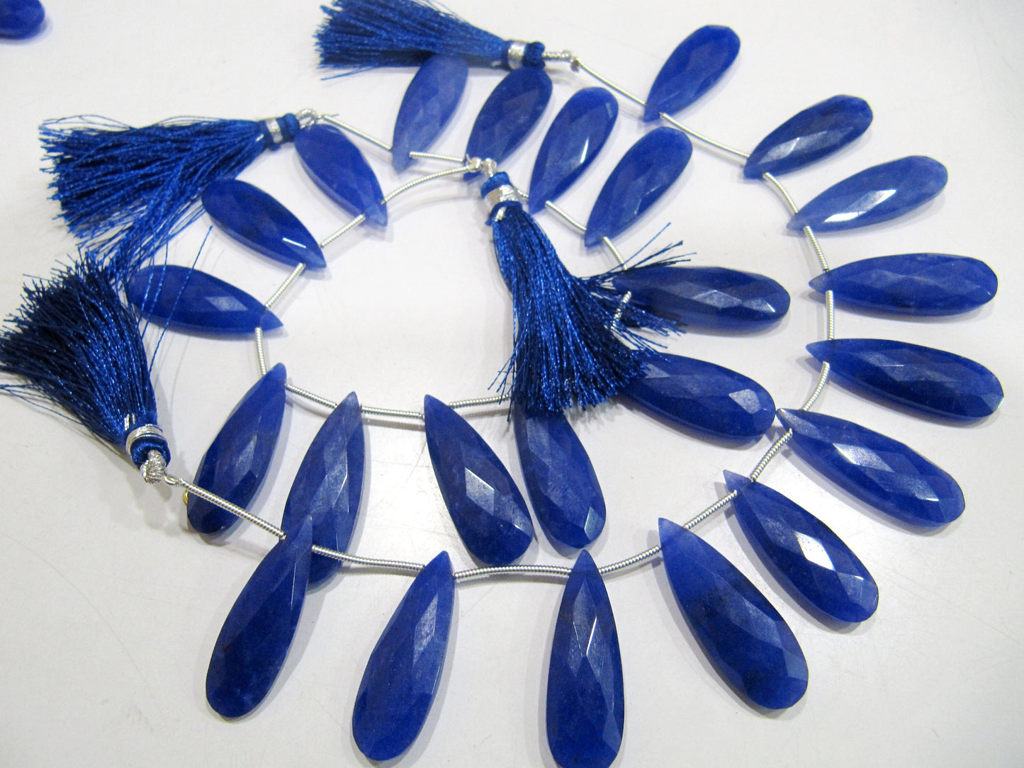 Blue Sapphire Long Pear Heart Shape Briolette  Faceted Beads Size 10x30mm  Long Sapphire Sold per strand  8 inches long