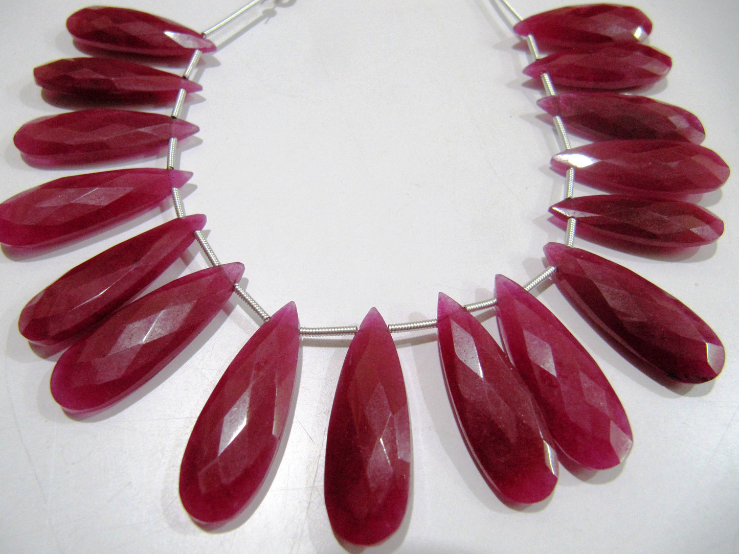 Ruby Long Pear Heart Shape Briolette  Faceted Beads Size 10x30mm  Long Sold per strand  8 inches long Jewelry Making Beads