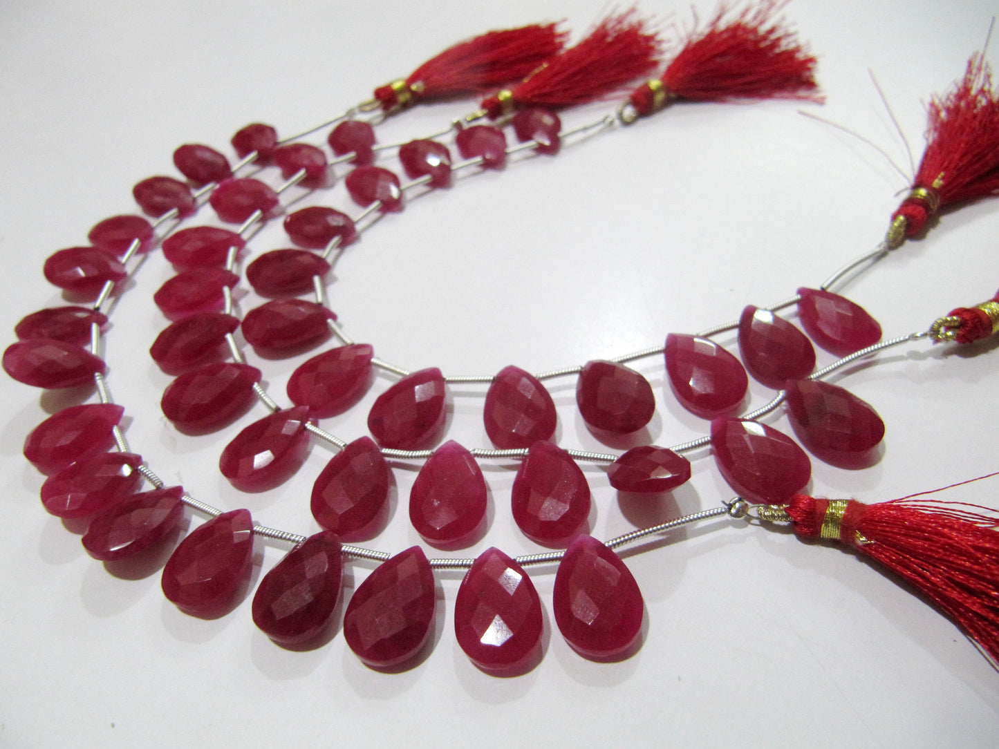 Ruby Pear Heart Shape Briolette  Faceted Beads Size 10x15mm Sold per strand  8 inches long Jewelry Making Gemstone  Beads