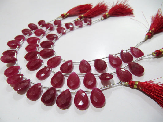 Ruby Pear Heart Shape Briolette  Faceted Beads Size 10x15mm Sold per strand  8 inches long Jewelry Making Gemstone  Beads