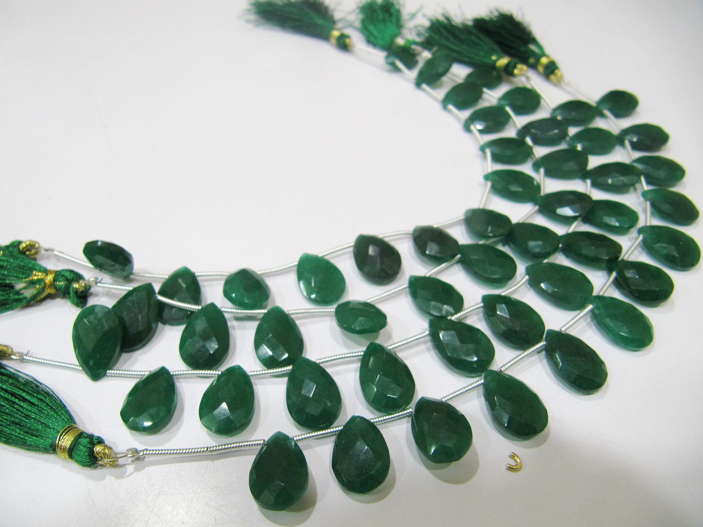 Emerald Pear Heart Shape Briolette Faceted Beads 10x15mm Sold per strand  8 inches long Jewelry Making Dyed Emerald Green Beads