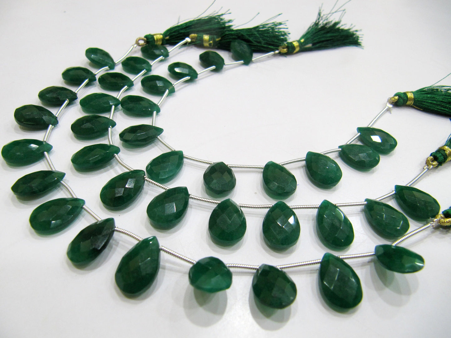 Emerald Pear Heart Shape Briolette Faceted Beads 10x15mm Sold per strand  8 inches long Jewelry Making Dyed Emerald Green Beads