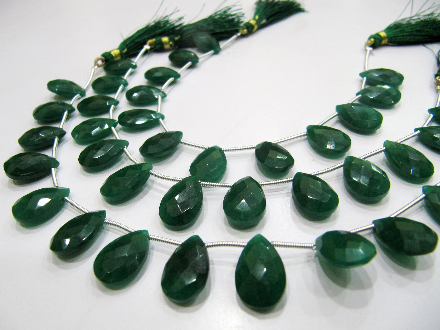 Emerald Pear Heart Shape Briolette Faceted Beads 10x15mm Sold per strand  8 inches long Jewelry Making Dyed Emerald Green Beads