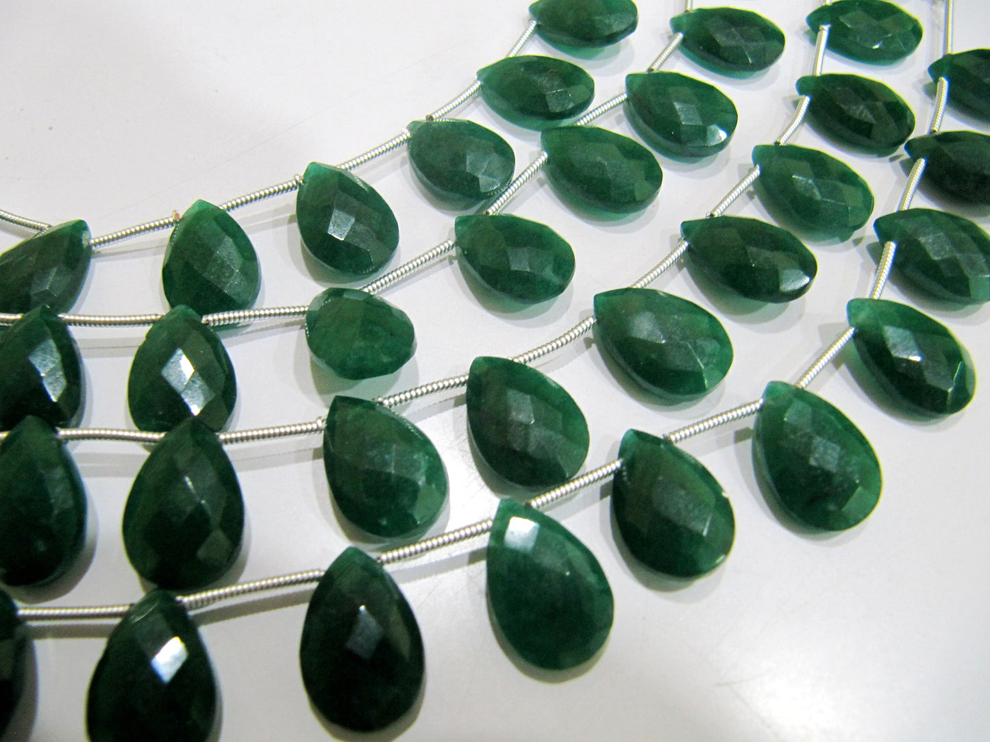 Emerald Pear Heart Shape Briolette Faceted Beads 10x15mm Sold per strand  8 inches long Jewelry Making Dyed Emerald Green Beads