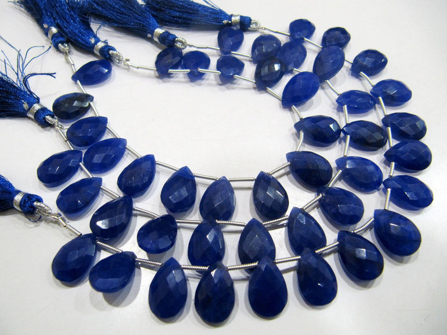 Blue Sapphire Pear Heart Shape Briolette  Faceted Beads Size 10x15mm Sold per strand  8 inches long Jewelry Making Gemstone Beads