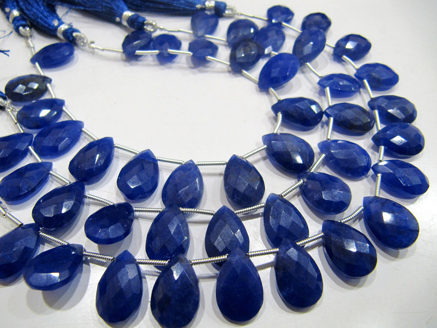 Blue Sapphire Pear Heart Shape Briolette  Faceted Beads Size 10x15mm Sold per strand  8 inches long Jewelry Making Gemstone Beads