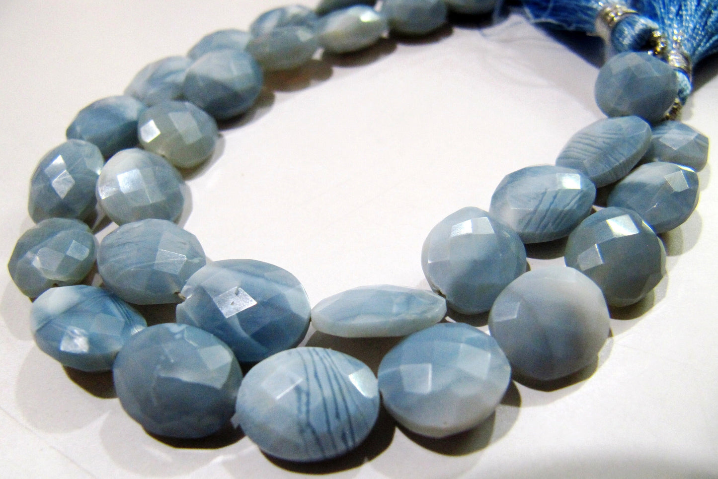Natural Blue Opal Briolette Oval Faceted Beads 10x12mm to 12x15mm Size Sold per Strand 8 inches Long Top and Finesh Quality beads