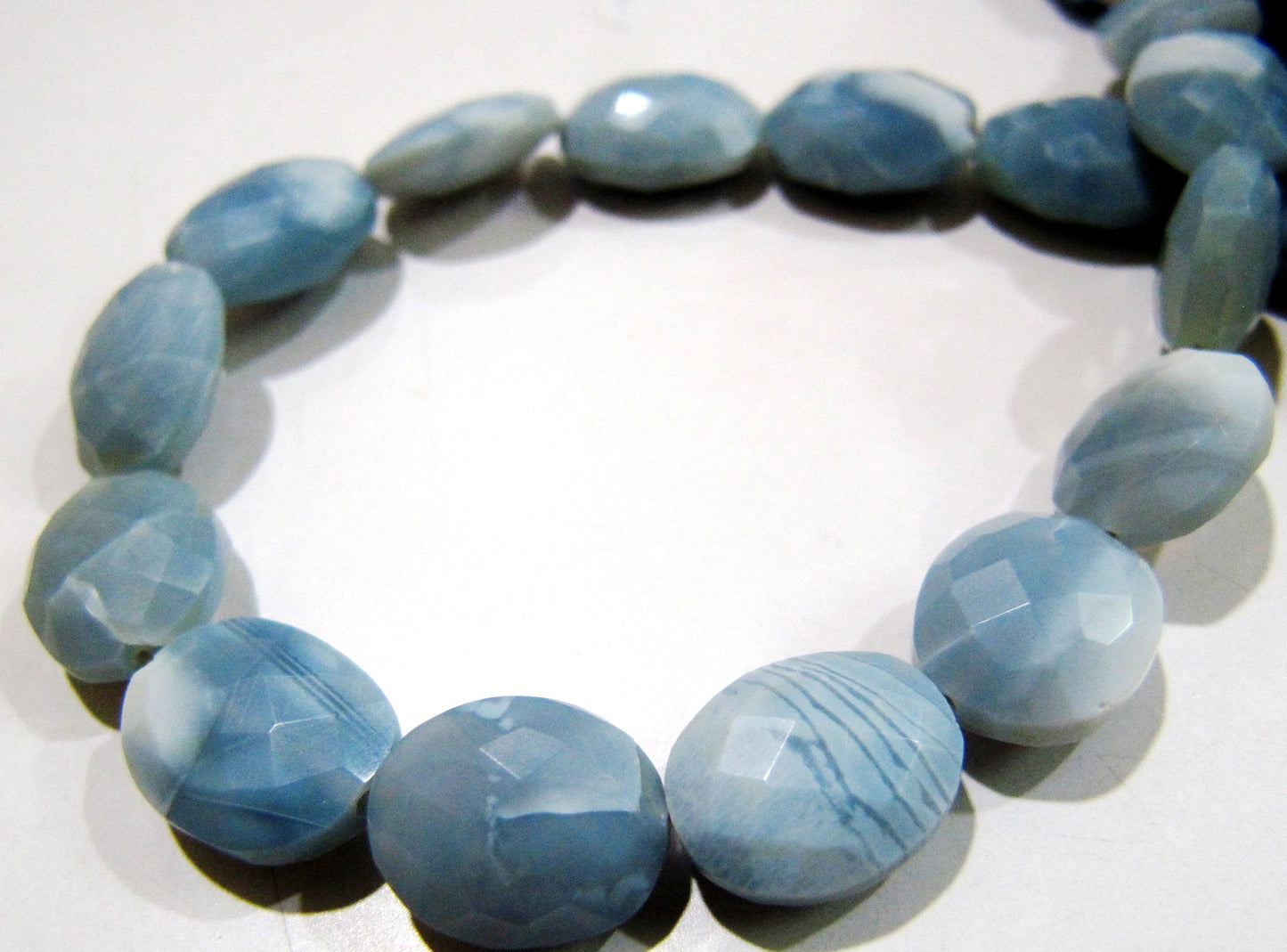 Natural Blue Opal Briolette Oval Faceted Beads 10x12mm to 12x15mm Size Sold per Strand 8 inches Long Top and Finesh Quality beads