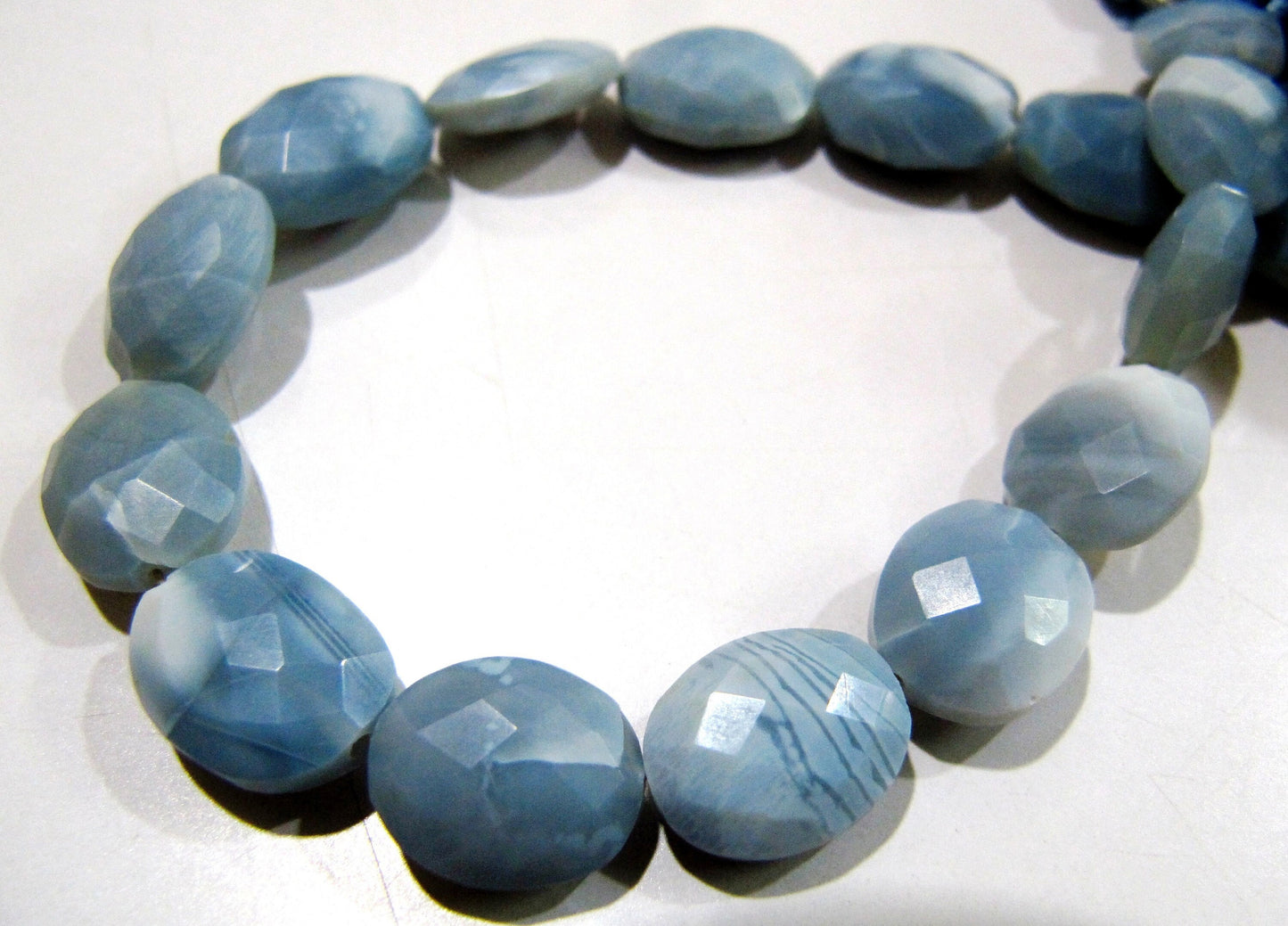 Natural Blue Opal Briolette Oval Faceted Beads 10x12mm to 12x15mm Size Sold per Strand 8 inches Long Top and Finesh Quality beads