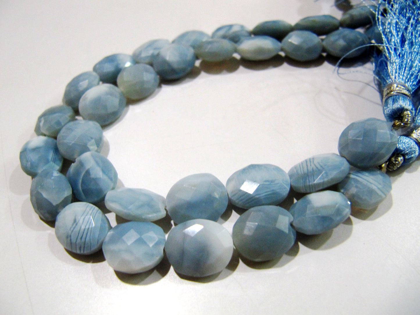 Natural Blue Opal Briolette Oval Faceted Beads 10x12mm to 12x15mm Size Sold per Strand 8 inches Long Top and Finesh Quality beads