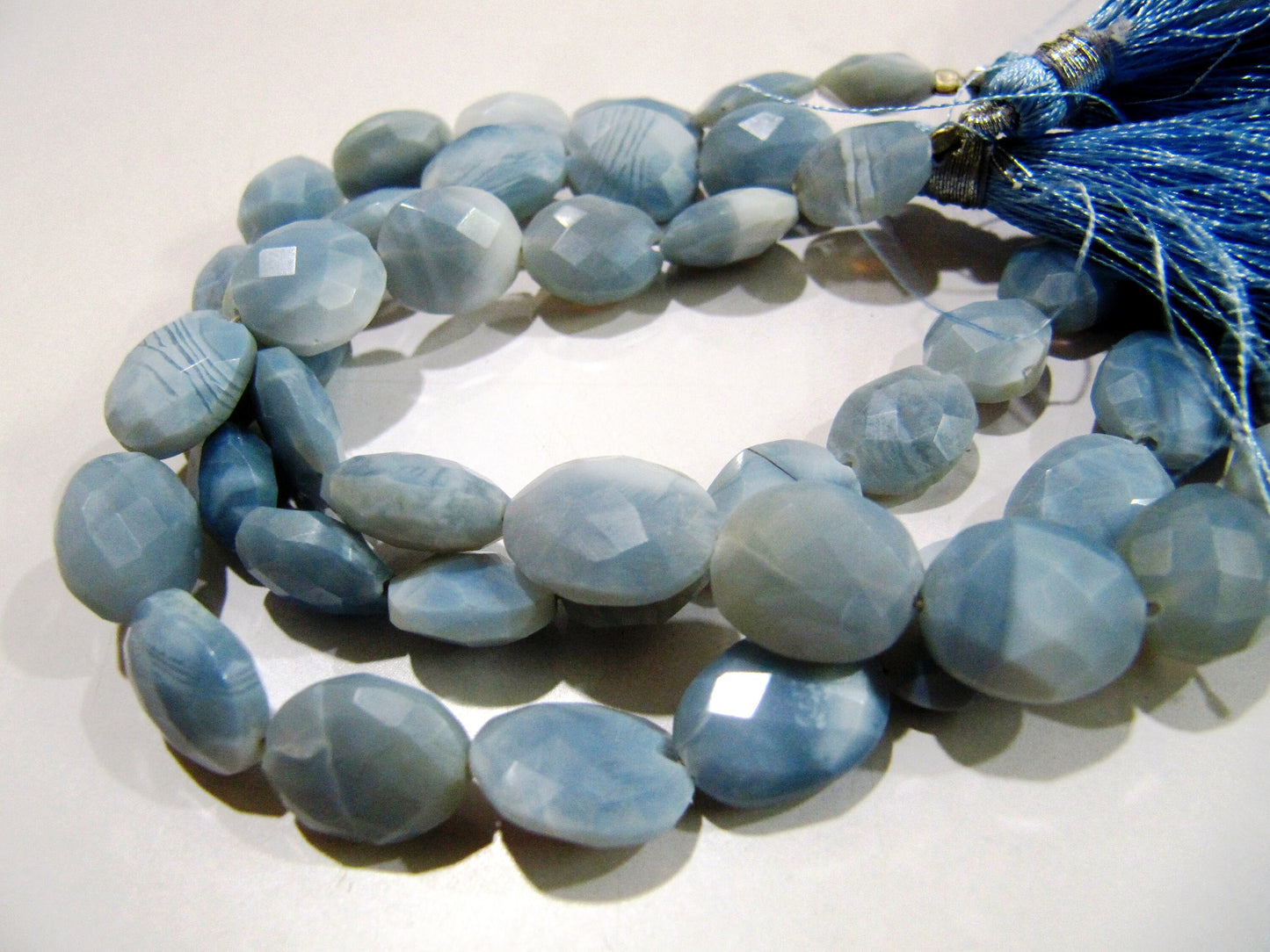 Natural Blue Opal Briolette Oval Faceted Beads 10x12mm to 12x15mm Size Sold per Strand 8 inches Long Top and Finesh Quality beads