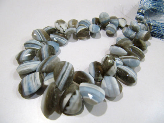 Natural Boulder Opal Pear Shape Briolette Faceted Beads Size 8x14mm to 12 x16mm Sold per Strand 8inch Long Blue Opal Gemstone beads