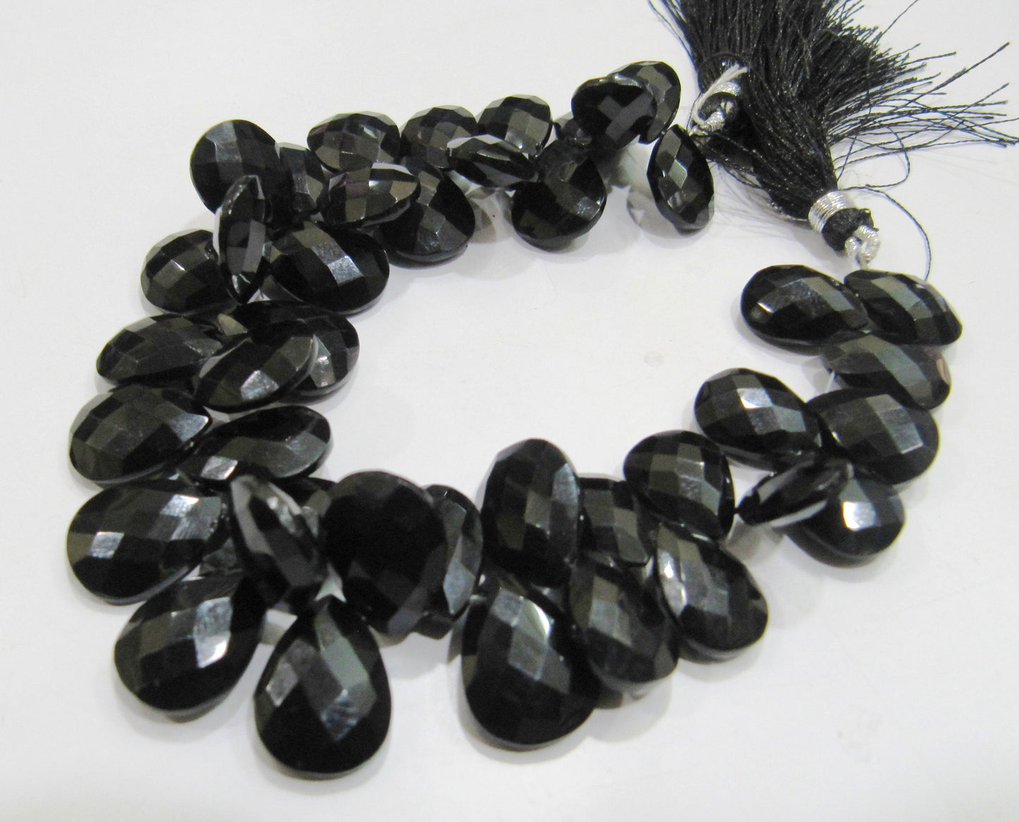 Genuine Black Spinel beads Pear Shape Size 10x14mm to 12x16mm Faceted Flat Drop beads 8 inch Strand approx.40 beads per strand