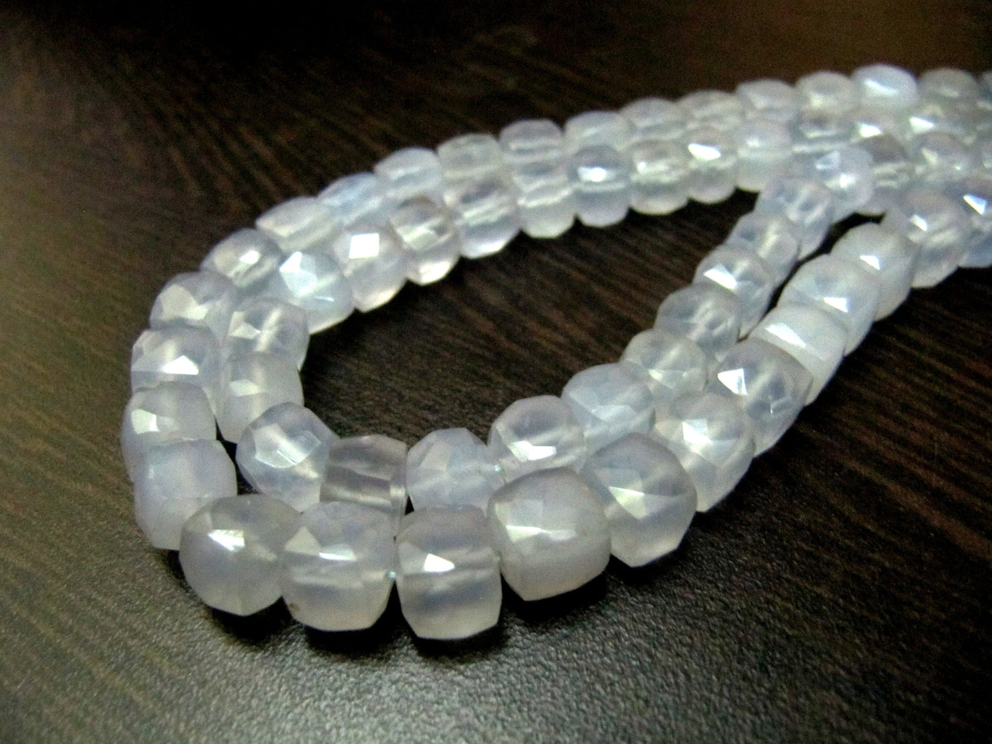 Natural Blue Chalcedony  Cube Shape Beads Faceted 3D Box Beads Strand 8inch long Size 7 to 8mm Semi Precious Beads ,Wholesale Price
