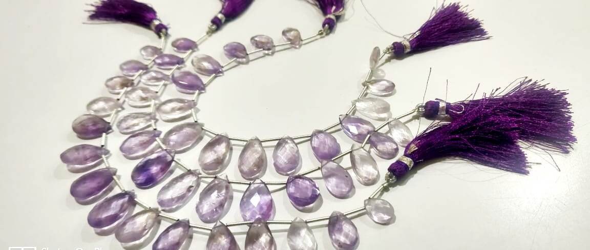Natural African Amethyst Briolette Pear Shape Beads Size 8mmx12mm to 10mmx16mm  Genuine Amethyst Gemstone Beads Strand 8 inch long