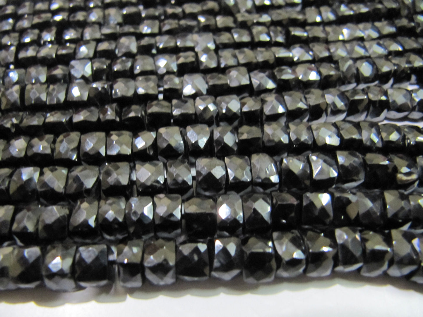 AAA Quality Black Spinel 3D Cube Beads 6 to 7mm , Black Spinel Faceted Box beads, Strand 8 inches Long, Sold Per String 30 to 35 beads