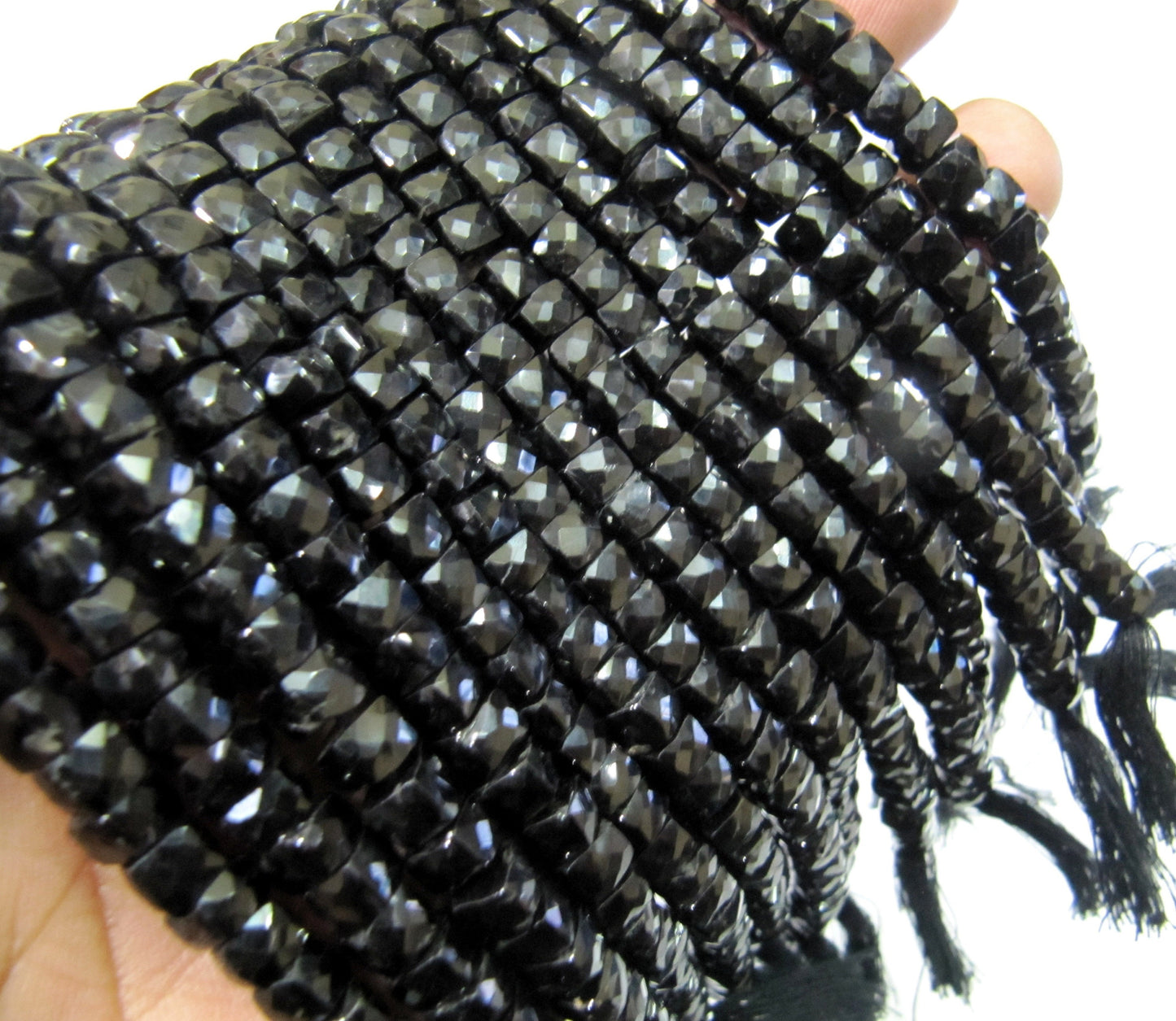 AAA Quality Black Spinel 3D Cube Beads 6 to 7mm , Black Spinel Faceted Box beads, Strand 8 inches Long, Sold Per String 30 to 35 beads