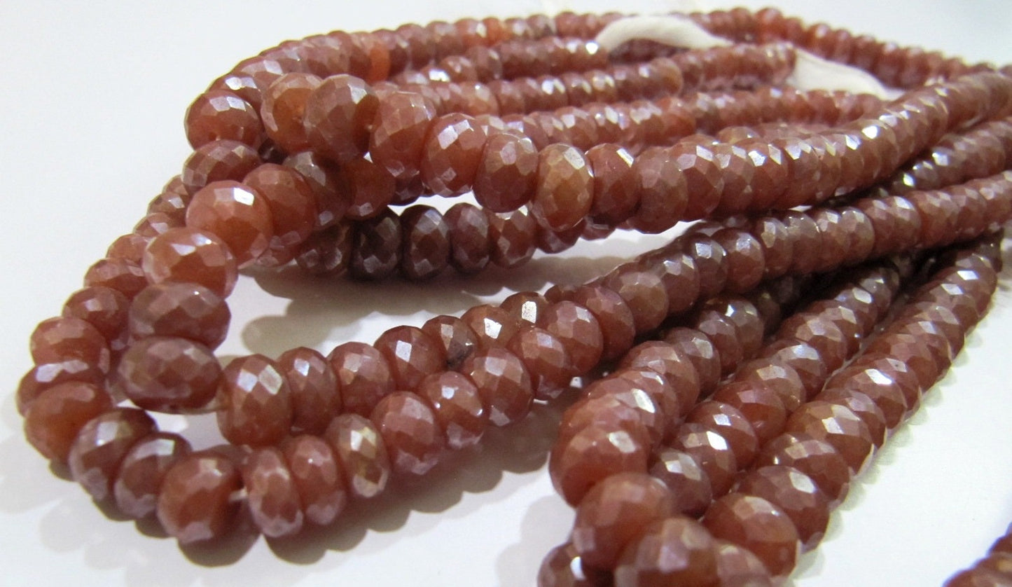 Natural Red Silverite Quartz Beads  Rondelle Faceted Silverite Chalcedony Beads Size 8-9 mm Strand 8 inch long Silver Coated Beads