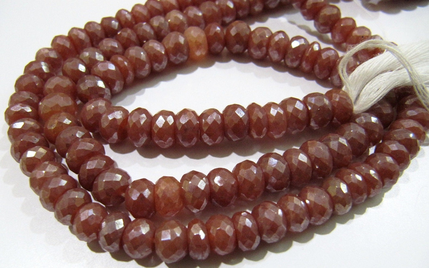 Natural Red Silverite Quartz Beads  Rondelle Faceted Silverite Chalcedony Beads Size 8-9 mm Strand 8 inch long Silver Coated Beads