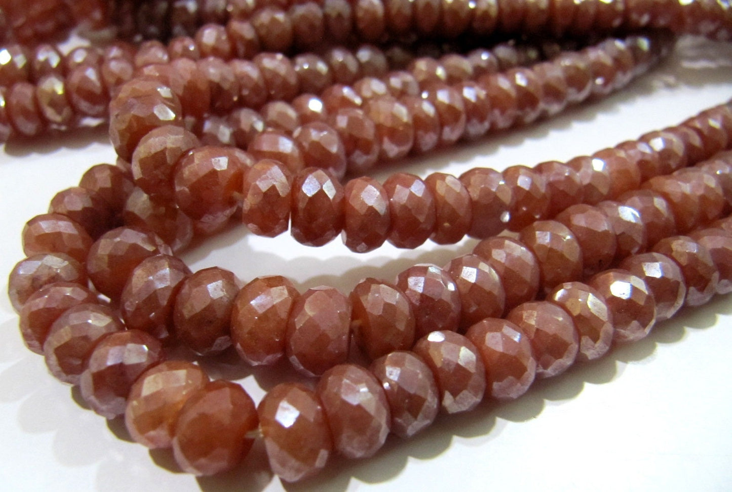 Natural Red Silverite Quartz Beads  Rondelle Faceted Silverite Chalcedony Beads Size 8-9 mm Strand 8 inch long Silver Coated Beads