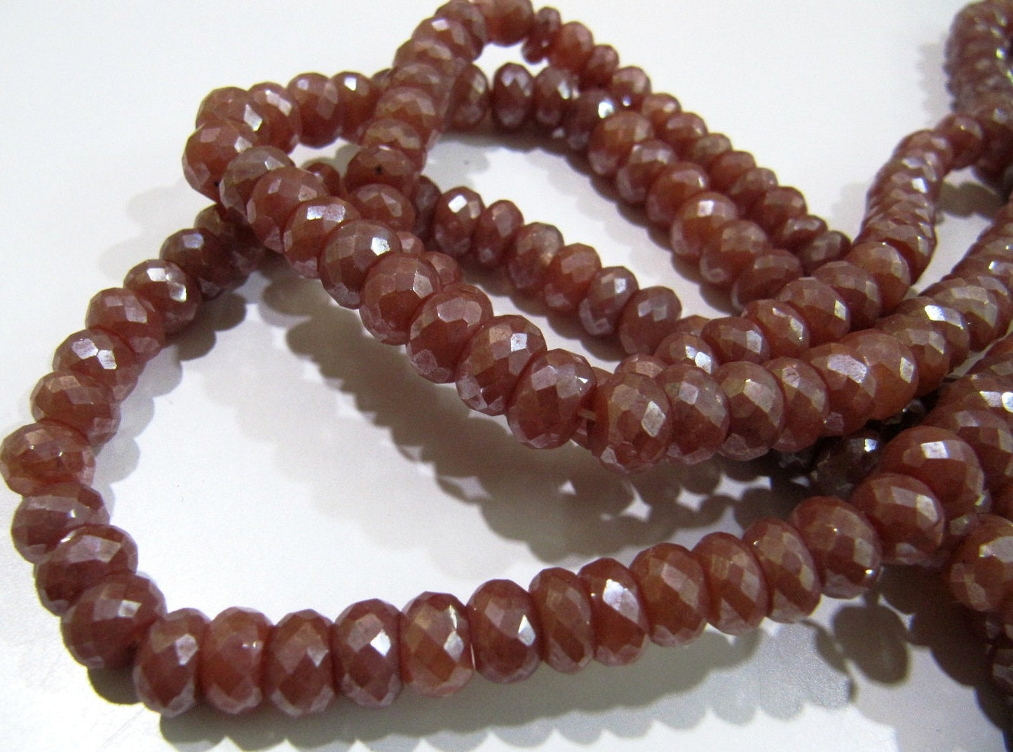 Natural Red Silverite Quartz Beads  Rondelle Faceted Silverite Chalcedony Beads Size 8-9 mm Strand 8 inch long Silver Coated Beads