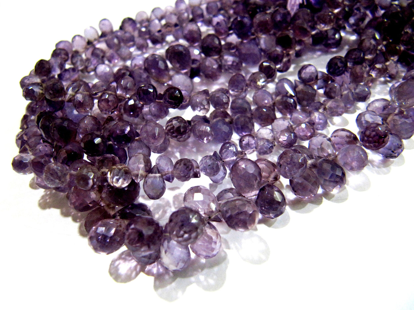 Beautiful Natural AfricanAmethyst Drop Shape Beads / Micro Faceted Teardrop Shape Amethyst Beads / Strand 5 inches / 4x7 to 7x9mm Size Beads