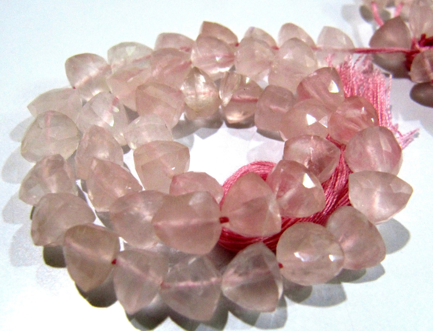 Beautiful Pyramid Shape Rose Quartz Beads Natural Rose Quartz Gemstone Beads Size 6-7mm Strand 10 inch long Faceted Triangle Beads