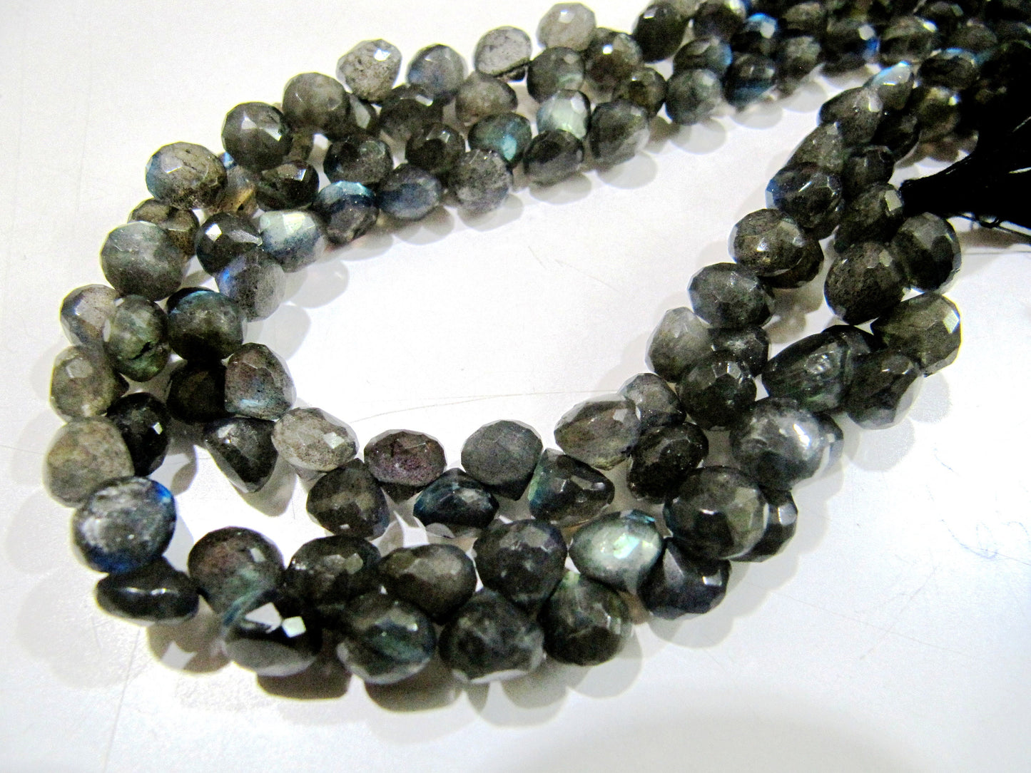 High Quality Natural Labradorite Briolette Beads  Faceted Onion Shape Size 6-8mm / Beautiful Labradorite  strand 9-10 inches long