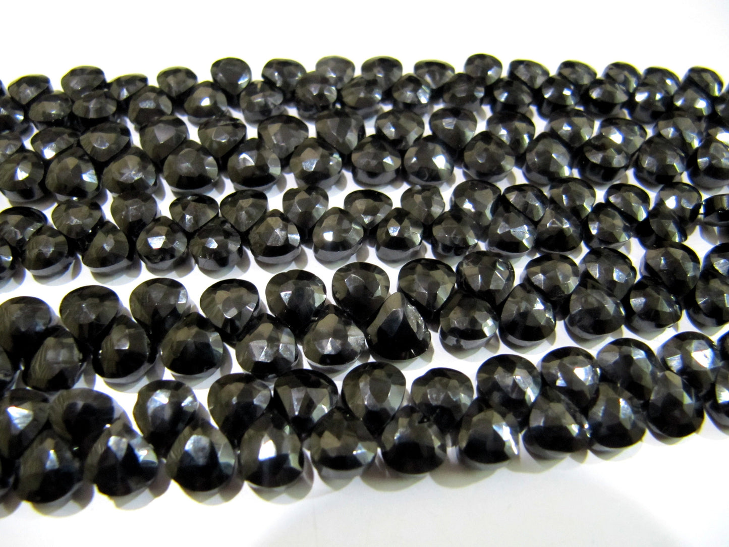 Natural Black Spinel Heart Shape Faceted Briolette Beads 6mm Semi Precious Strand 10inches long  Fancy Shape beads sold Per Strand Wholesale