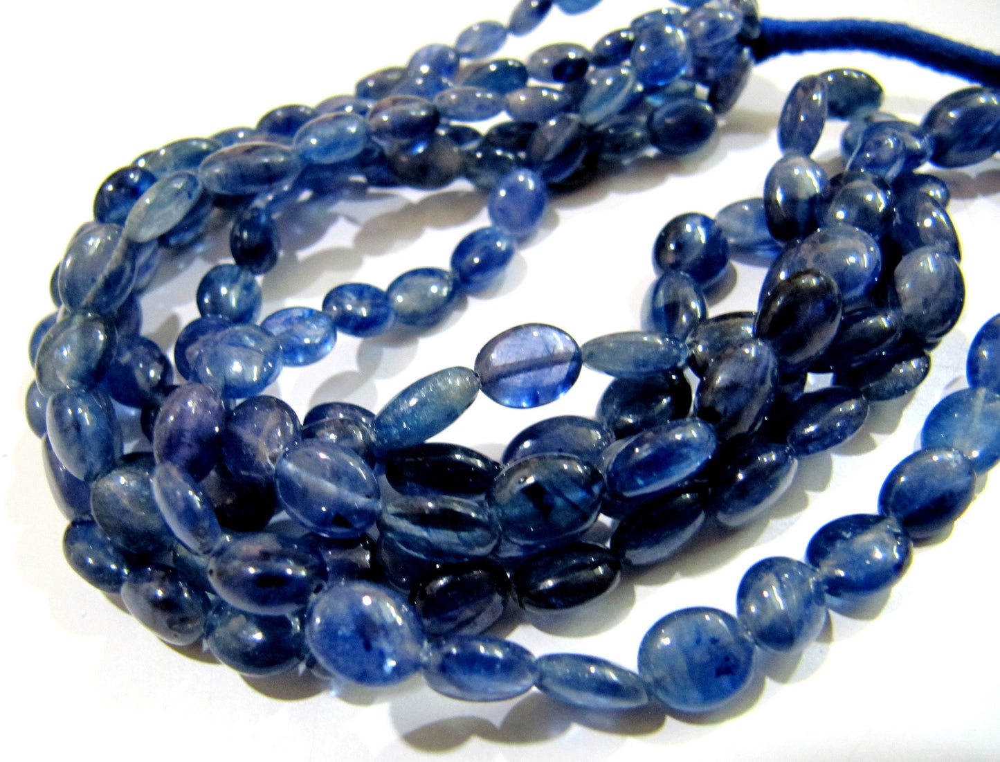 Natural Blue Sapphire Smooth Oval Shape Sapphire Beads Size 8x10mm Strand 4 inches long Precious Gemstone Beads Wholesale Prices