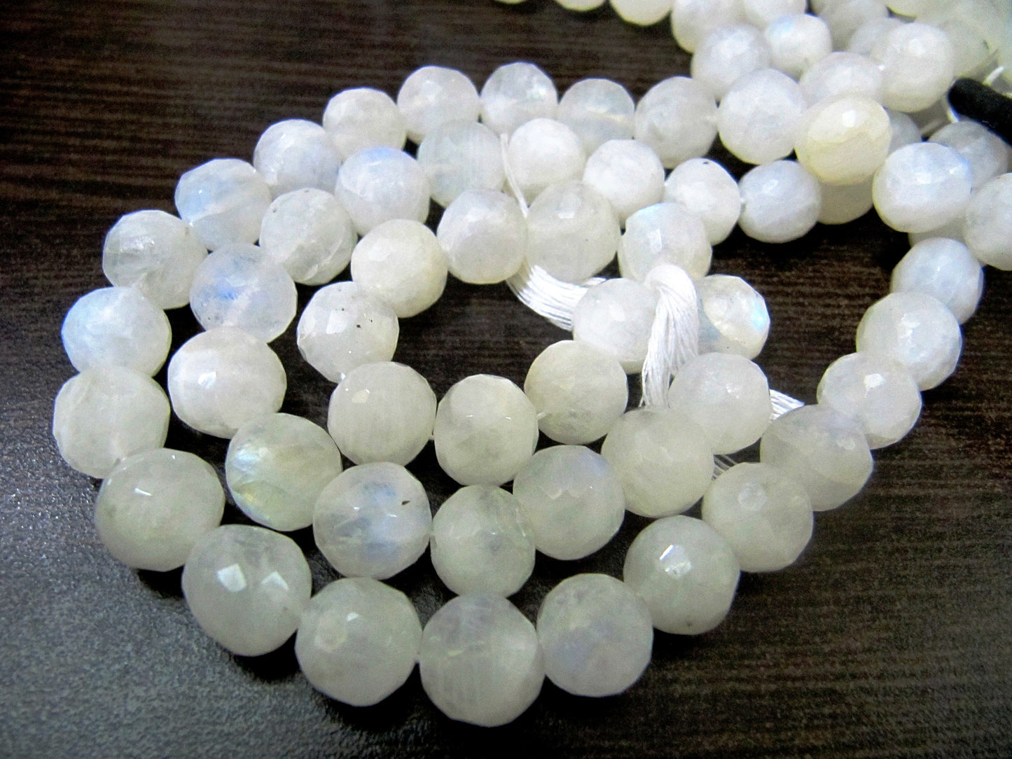 Natural White Rainbow Moonstone Round Faceted Beads 8-10mm Strand 10inches long High Quality Blue Flashy Beads Wholesale Prices