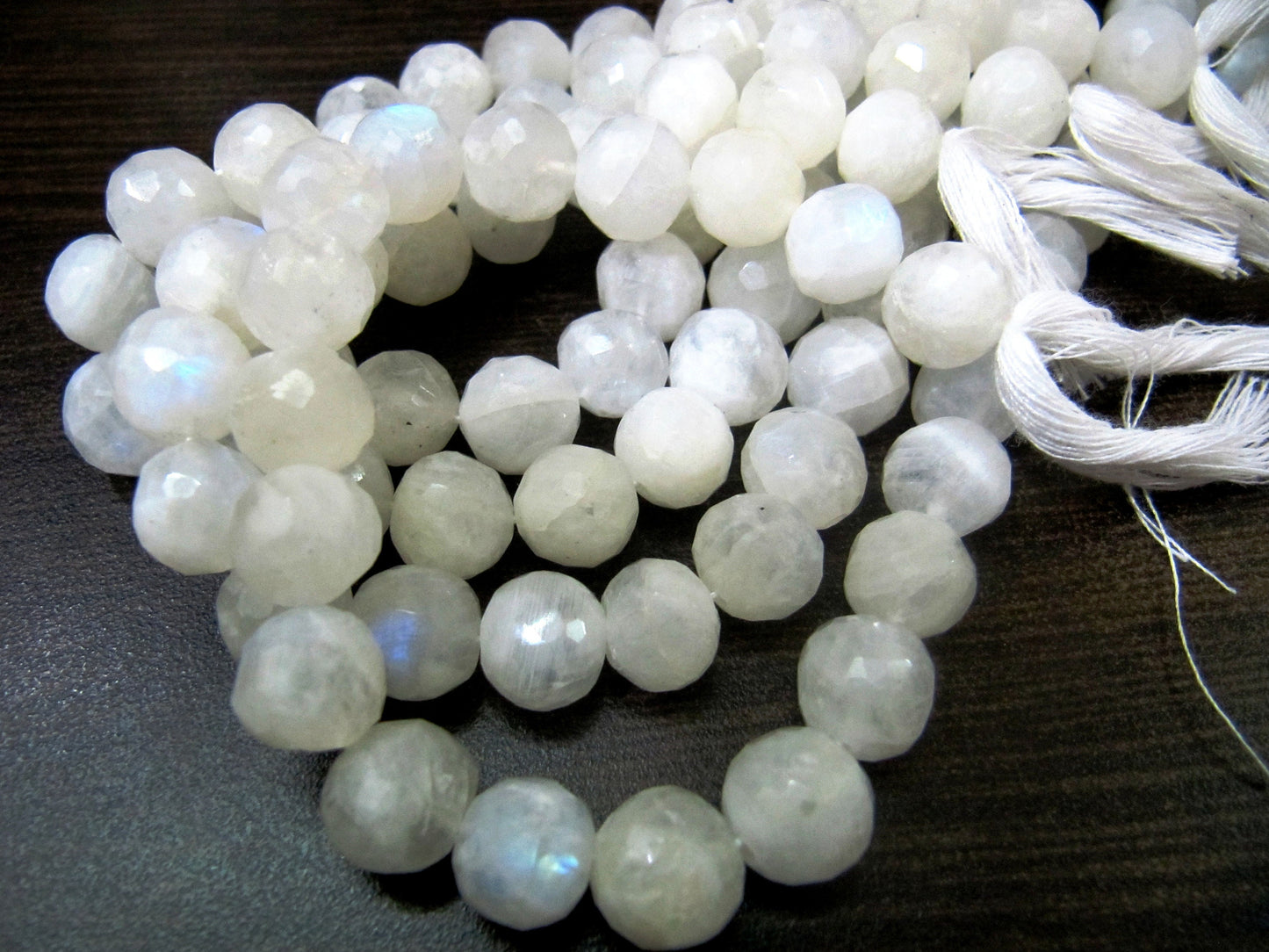 Natural White Rainbow Moonstone Round Faceted Beads 8-10mm Strand 10inches long High Quality Blue Flashy Beads Wholesale Prices