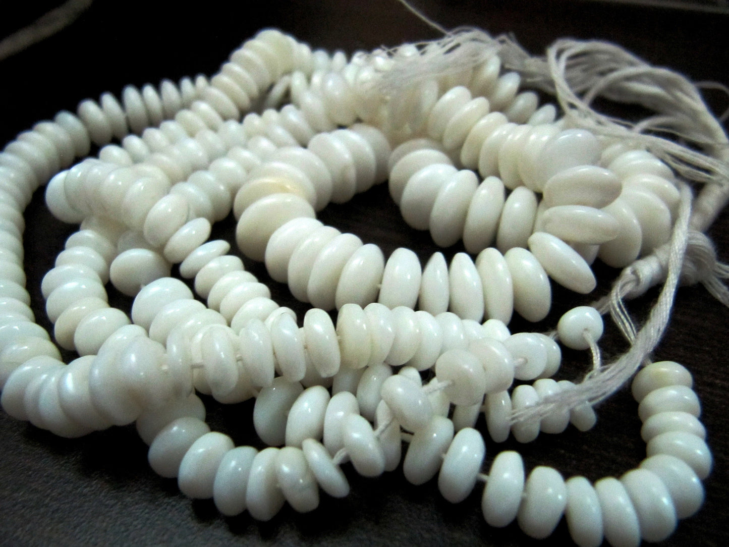 Natural White Opal Smooth Rondelle 6-12mm Size Beads , Exclusive White Opal German Cut Gemstone Beads , Length 8 inches , Graduated Beads