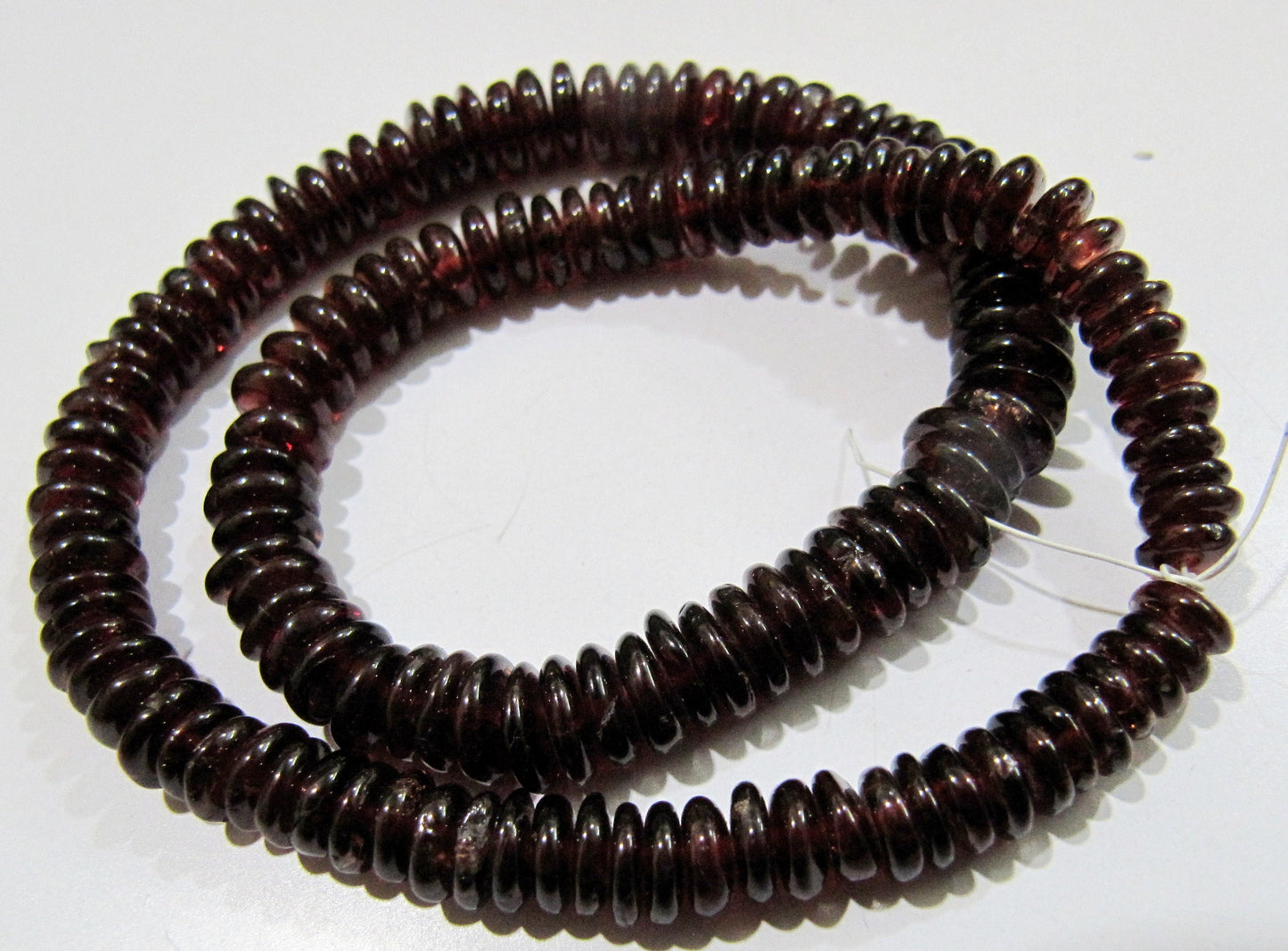 Natural German Cut Smooth Rondelle Garnet Beads / Mozambique Garnet Beads Disc Shape 5-7mm Size Strand 8 inches Long Graduated Beads