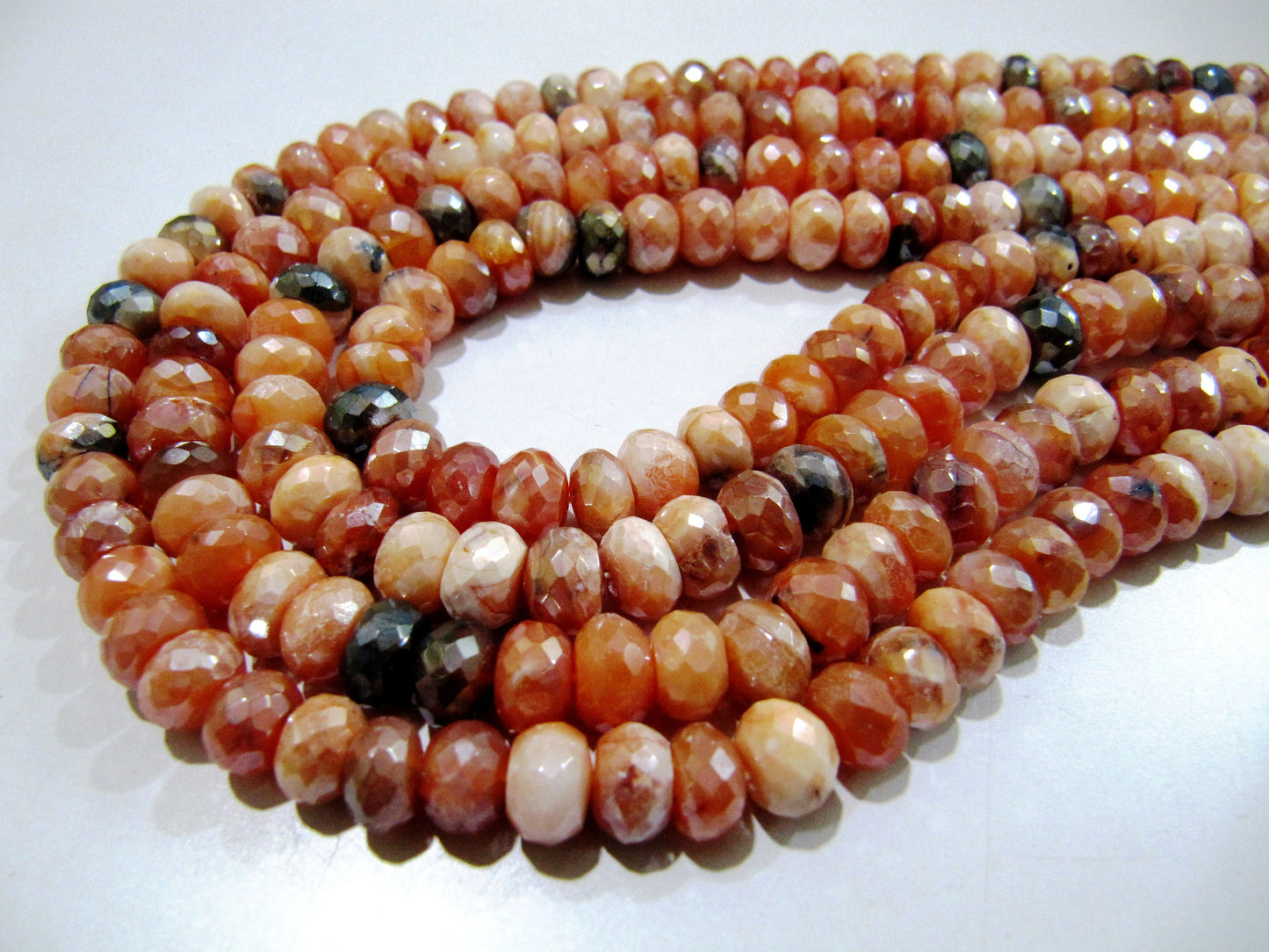Top Quality Mystic Coated Carnelian / Fire Opal Beads Rondelle Faceted Natural Gemstone Beads 7-8mm Size Strand 8i inch long Wholesale Price