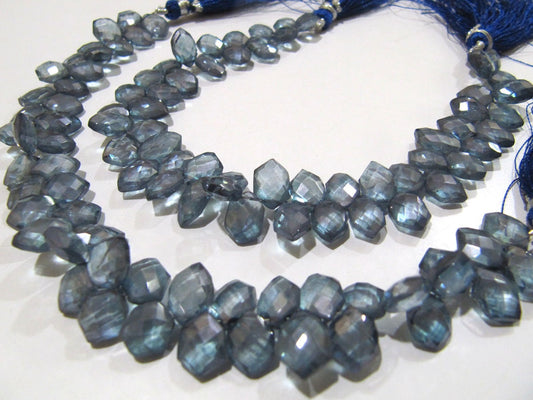 AAA Quality Natural Rock Crystal Hexagon Shape Briolette Beads, 5x9mm To 6x10mm AB Mystic Coated Blue Crystal Beads Strand 8 Inches long