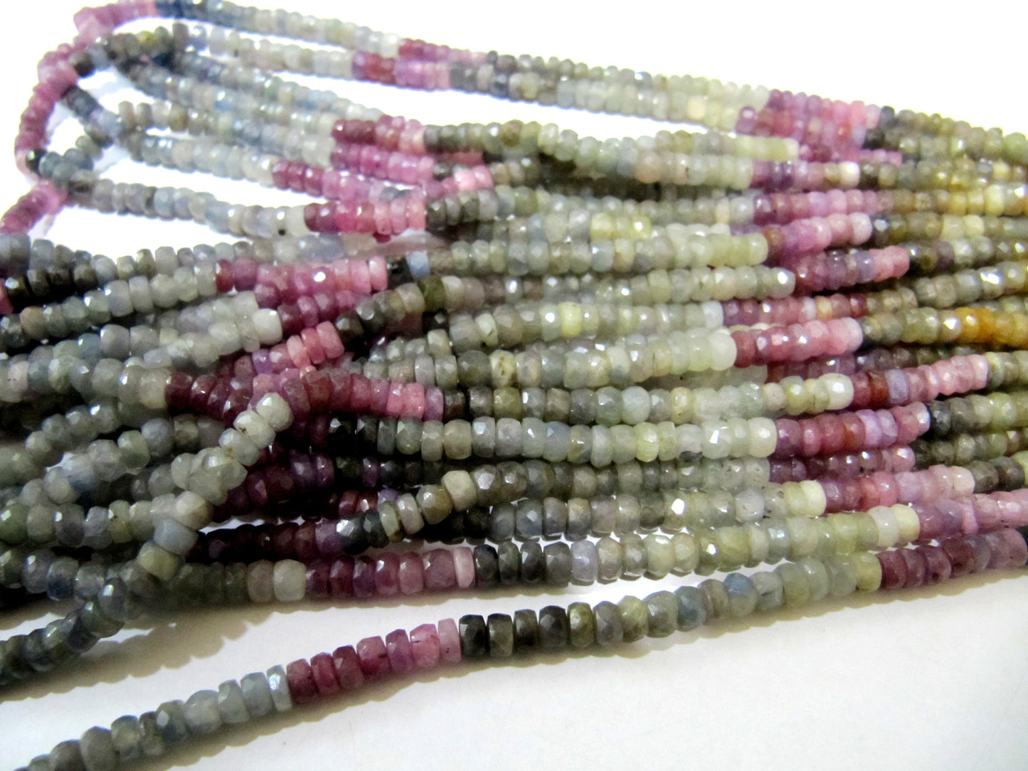 Natural Multi Sapphire Beads 4- 4.5mm Rondelle Faceted Beads 8 inch long Top Quality Sapphire Beads Untreated Gemstone