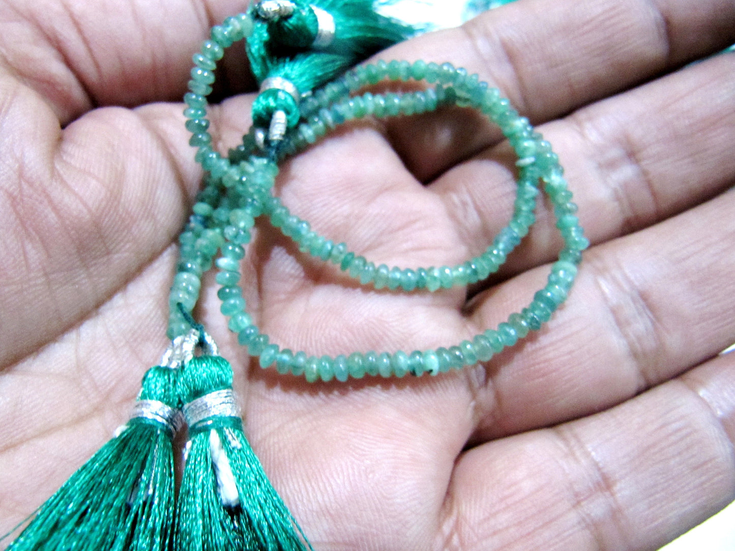 Natural Emerald Rondelle Plain Smooth Beads 2.5-3mm strand 8 inches Zambia Mined  Precious Untreated Genuine Emerald Birth Stones