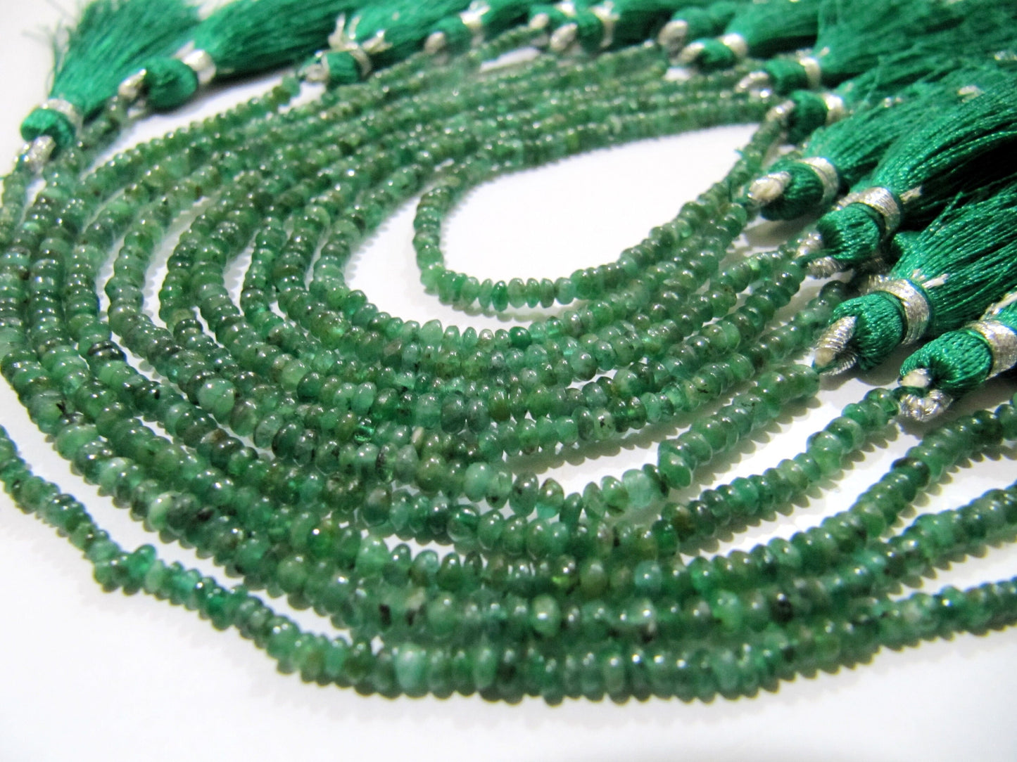 Natural Emerald Rondelle Plain Smooth Beads 2.5-3mm strand 8 inches Zambia Mined  Precious Untreated Genuine Emerald Birth Stones