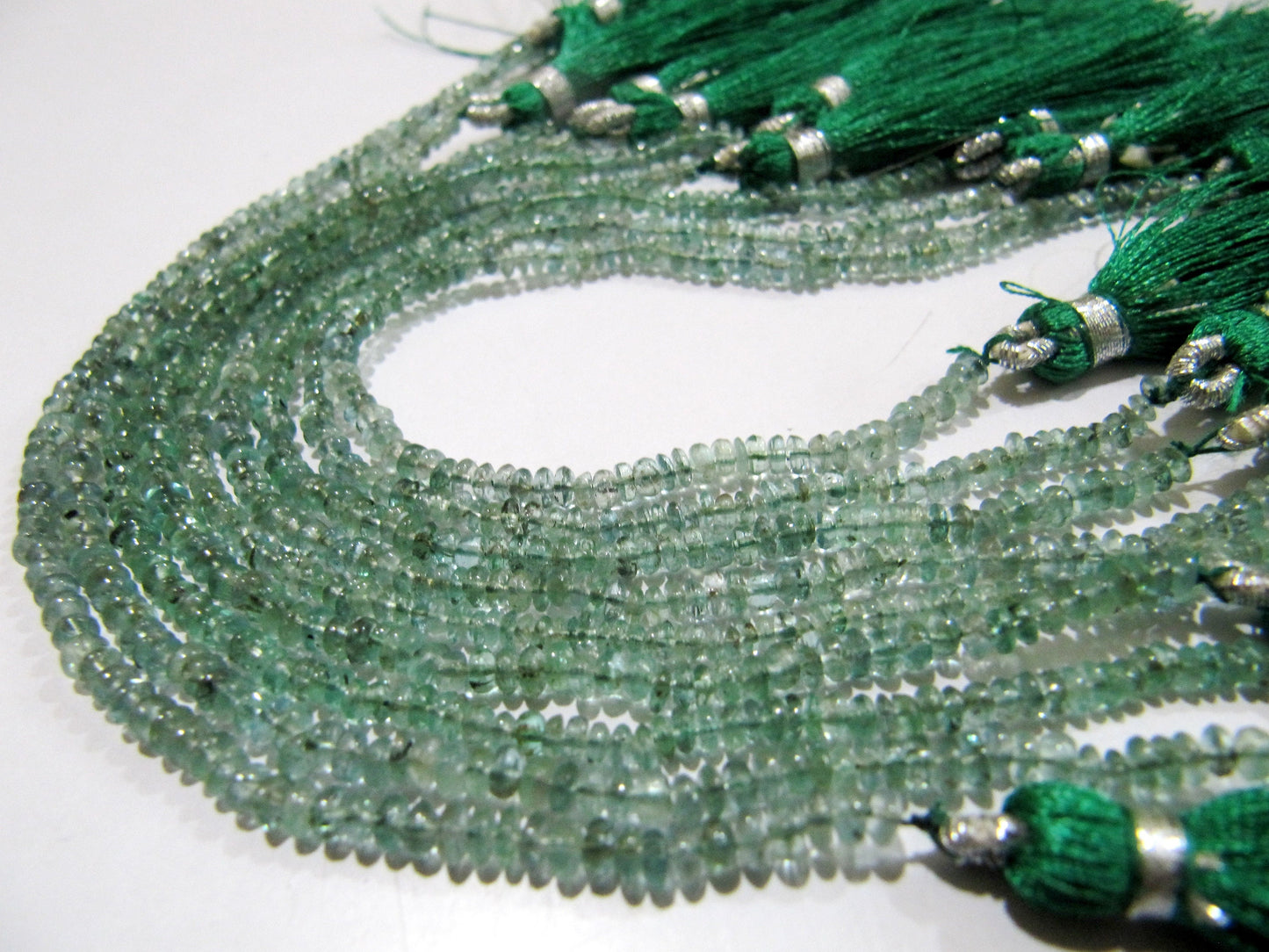 Natural Emerald Rondelle Plain Smooth Beads 2.5-3mm strand 8 inches Zambia Mined  Precious Untreated Genuine Emerald Birth Stones