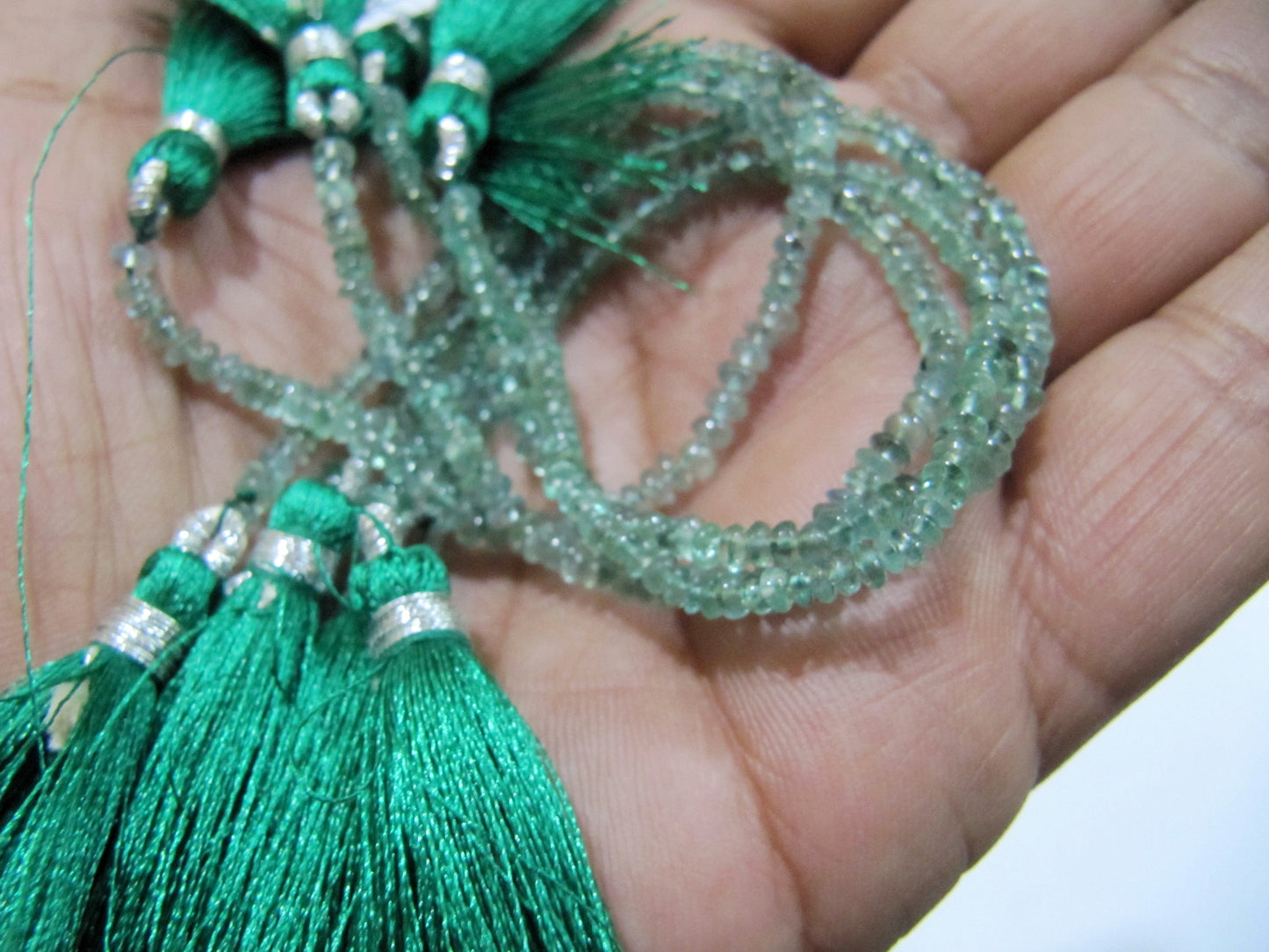 Natural Emerald Rondelle Plain Smooth Beads 2.5-3mm strand 8 inches Zambia Mined  Precious Untreated Genuine Emerald Birth Stones