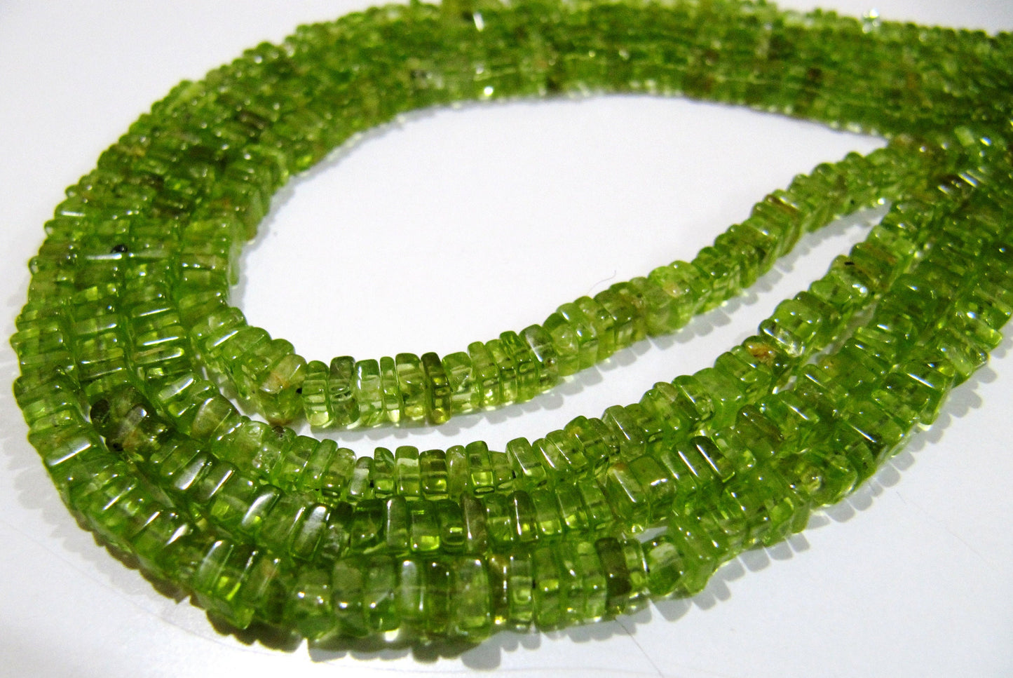 Natural Peridot Beautiful Heishi Cut 3-4mm Size Peridot Beads , Amazing Gemstone Beads  Length 14-15 inches Precious- Jewelry Beads