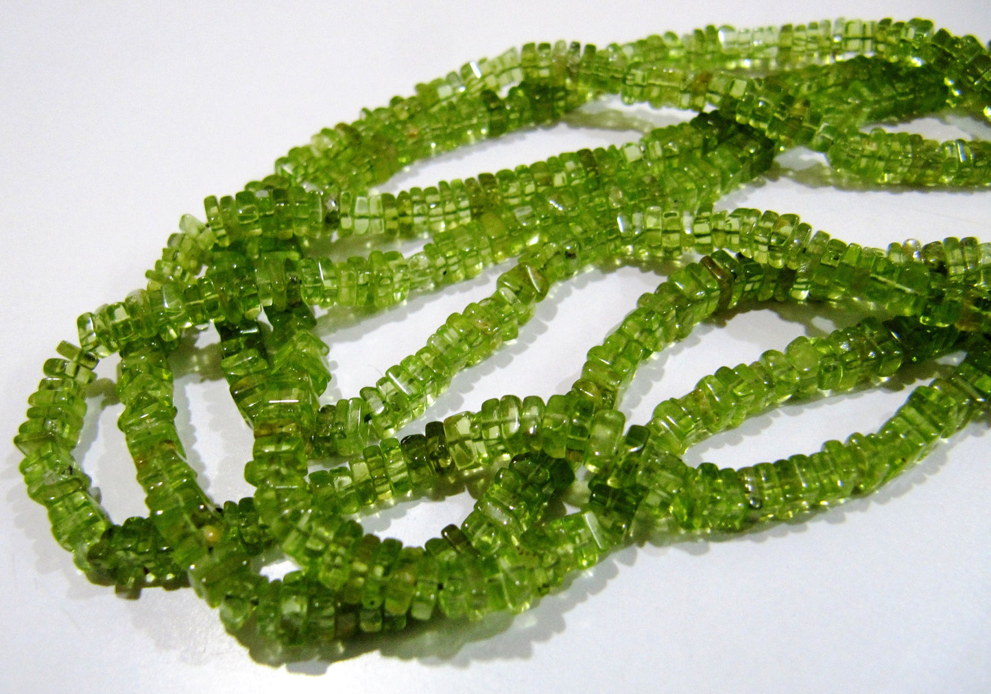 Natural Peridot Beautiful Heishi Cut 3-4mm Size Peridot Beads , Amazing Gemstone Beads  Length 14-15 inches Precious- Jewelry Beads