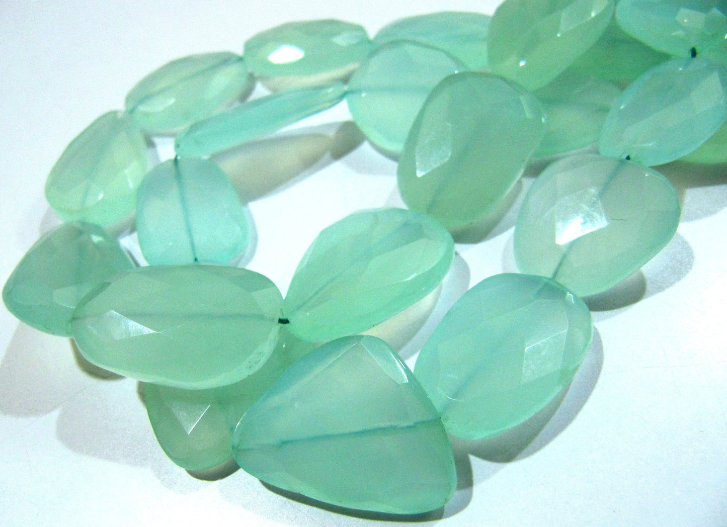 Natural Aqua Chalcedony Free Shape Briolette Beads / Approximately 20 to 30mm Size Beads / Strands 16 inches long / Flat Tumbled beads