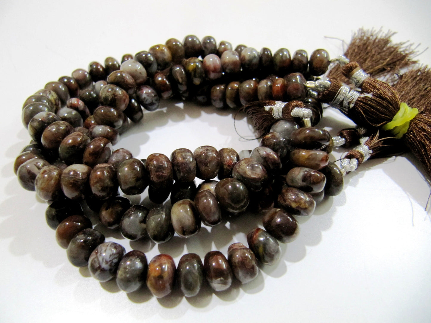 Genuine Chocolate Moonstone Agate Beads / Brown Grey Natural Beads / Smooth Rondelle Beads 8 to 12mm Size Strand 8inch long