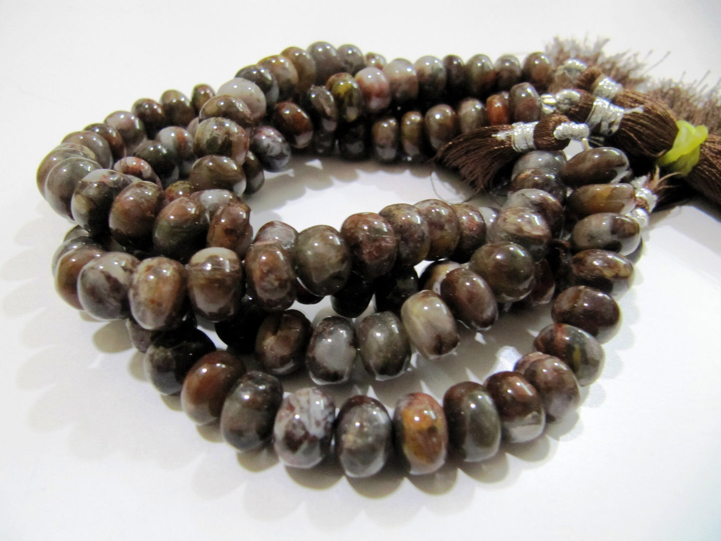 Genuine Chocolate Moonstone Agate Beads / Brown Grey Natural Beads / Smooth Rondelle Beads 8 to 12mm Size Strand 8inch long